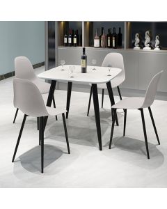 Craven Square White Dining Table With 4 Berlin Curve Calico Chairs