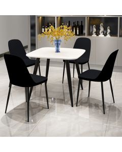Craven Square White Dining Table With 4 Berlin Duo Black Chairs