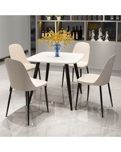 Craven Square White Dining Table With 4 Berlin Duo Calico Chairs