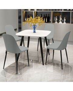 Craven Square White Dining Table With 4 Berlin Duo Light Grey Chairs