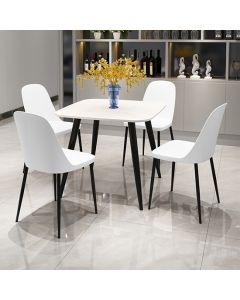 Craven Square White Dining Table With 4 Berlin Duo White Chairs
