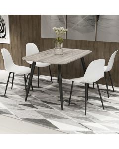 Craven Rectangular Grey Oak Effect Dining Table With 4 Berlin Curve White Chairs