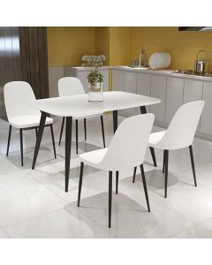 Craven Rectangular White Dining Table With 4 Berlin Duo White Chairs