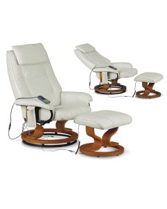 Aston Faux Leather Recliner Chair With Footstool In Cream