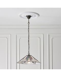 Astoria Large Tiffany Glass Ceiling Pendant Light In Dark Bronze