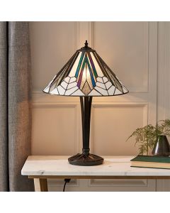 Astoria Medium Tiffany Glass Table Lamp In Black