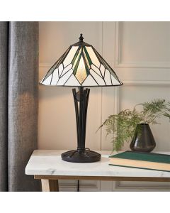 Astoria Small Tiffany Glass Table Lamp In Black