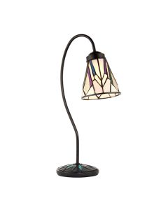 Astoria Swan Neck Tiffany Glass Table Lamp In Dark Bronze