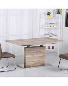 Astra Extending Dining Table In Oak Effect With Stainless Steel Base