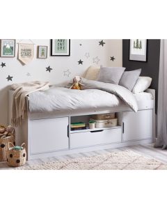 Atom Wooden Low Sleeper Single Bed In White