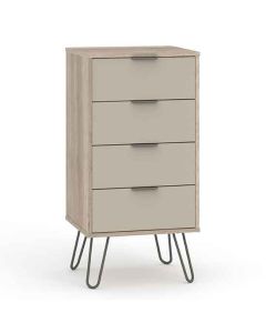 Augusta Narrow Wooden Chest Of Drawers With 4 Drawers In Driftwood