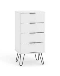 Augusta Narrow Wooden Chest Of Drawers With 4 Drawers In White