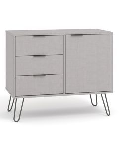 Augusta Small Wooden 1 Door And 3 Drawers Sideboard In Grey