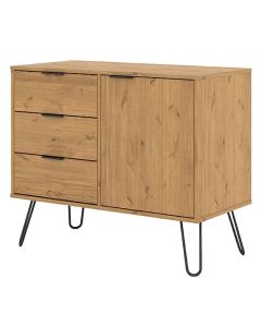 Augusta Small Wooden 1 Door And 3 Drawers Sideboard In Pine