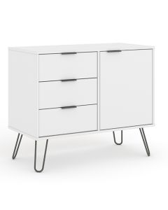 Augusta Small Wooden 1 Door And 3 Drawers Sideboard In White