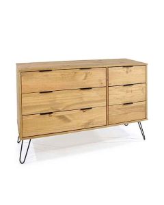 Augusta Wide Wooden Chest Of Drawers With 6 Drawers In Pine