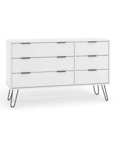 Augusta Wide Wooden Chest Of Drawers With 6 Drawers In White