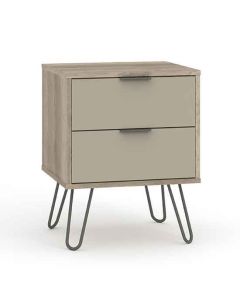 Augusta Wooden 2 Drawers Bedside Cabinet In Driftwood