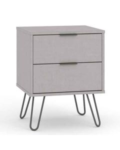 Augusta Wooden 2 Drawers Bedside Cabinet In Grey