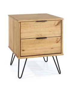 Augusta Wooden 2 Drawers Bedside Cabinet In Pine