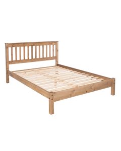 Augusta Wooden Slatted Low End Double Bed In Antique Wax
