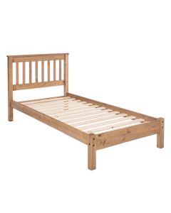 Augusta Wooden Slatted Low End Single Bed In Antique Wax