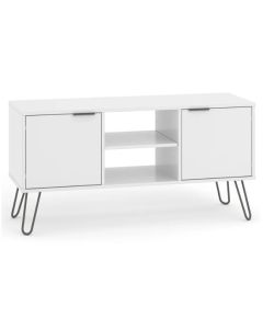 Augusta Wooden TV Stand In White With 2 Doors And 1 Shelf