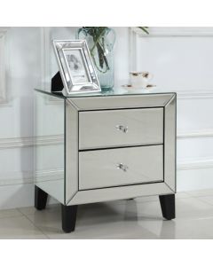 Augustina Mirrored Bedside Cabinet With 2 Drawers