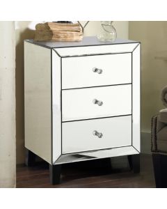 Augustina Mirrored Bedside Cabinet With 3 Drawers