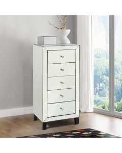 Augustina Nattow Mirrored Wooden Chest Of Drawers With 5 Drawers