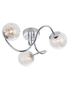 Auria 3 Lights Clear Glass Semi Flush Ceiling Light In Chrome