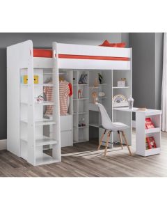 Aurora Wooden Highsleeper Bunk Bed In Pure White