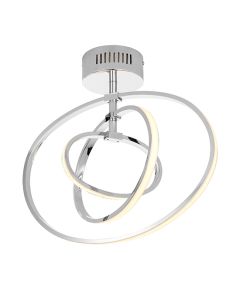 Avali 3 Lights Semi Flush Ceiling Light In Chrome And White Diffuser