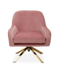 Avery Velvet Upholstered Armchair In Pink
