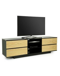 Avitus Ultra Wooden TV Stand In Black High Gloss With 4 Oak Drawers