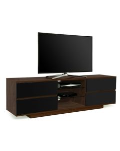 Avitus Ultra Wooden TV Stand In Walnut With 4 Black Drawers