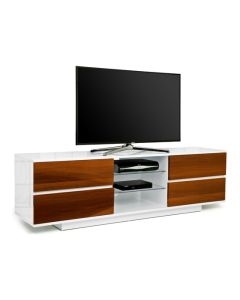 Avitus Ultra Wooden TV Stand In White High Gloss With 4 Walnut Drawers