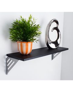 Avon Large Wooden Wall Shelf With Metal Support In Matt Black