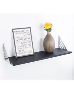 Avon Small Wooden Wall Shelf With Metal Support In Matt Black