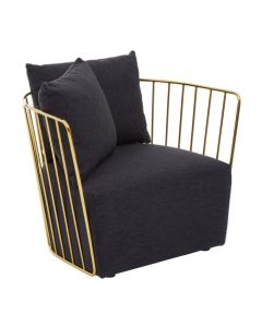 Azalea Black Fabric Upholstered Armchair With Two Pillows