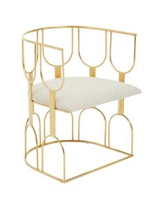 Azalea Natural Fabric Upholstered Bedroom Chair With Gold Frame