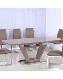 Azore Extending Dining Table In Cappuccino High Gloss