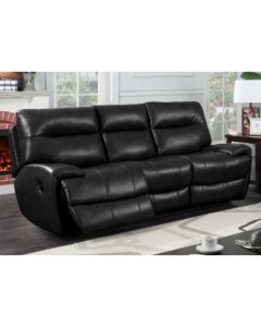 Bailey LeatherGel And PU Recliner 3 Seater Sofa In Black