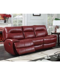 Bailey LeatherGel And PU Recliner 3 Seater Sofa In Wine Red