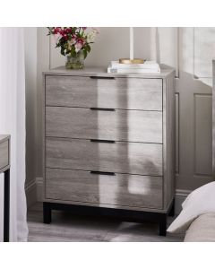 Bali Wooden Chest Of 4 Drawers In Grey Oak
