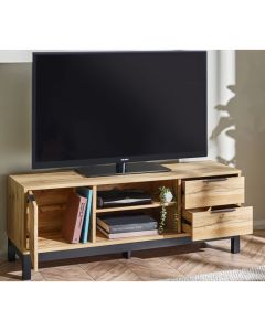 Bali Wooden TV Stand With 1 Door 2 Drawers In Grey Oak