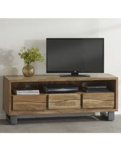 Baltic Large Wooden 3 Drawers TV Stand In Oak
