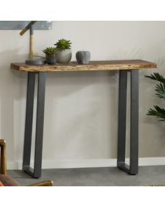 Baltic Wooden Console Table In Oak With Black Metal Legs