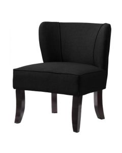 Bambrook Fabric Chair In Black With Dark Brown Wooden Legs