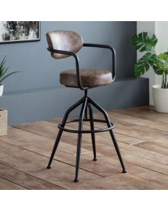 Barbican Faux Leather Bar Stool In Brown